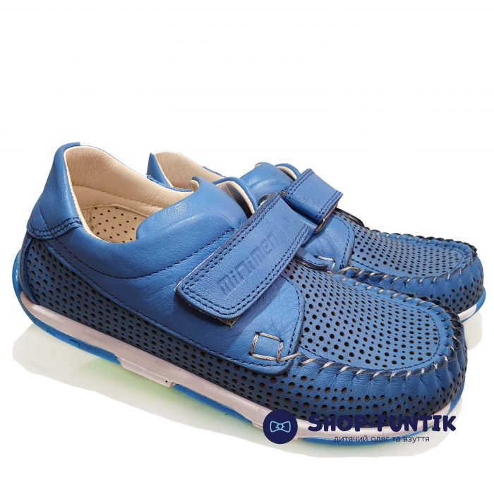 Мокасины Minimen голубые с перфорацией 04-062-13