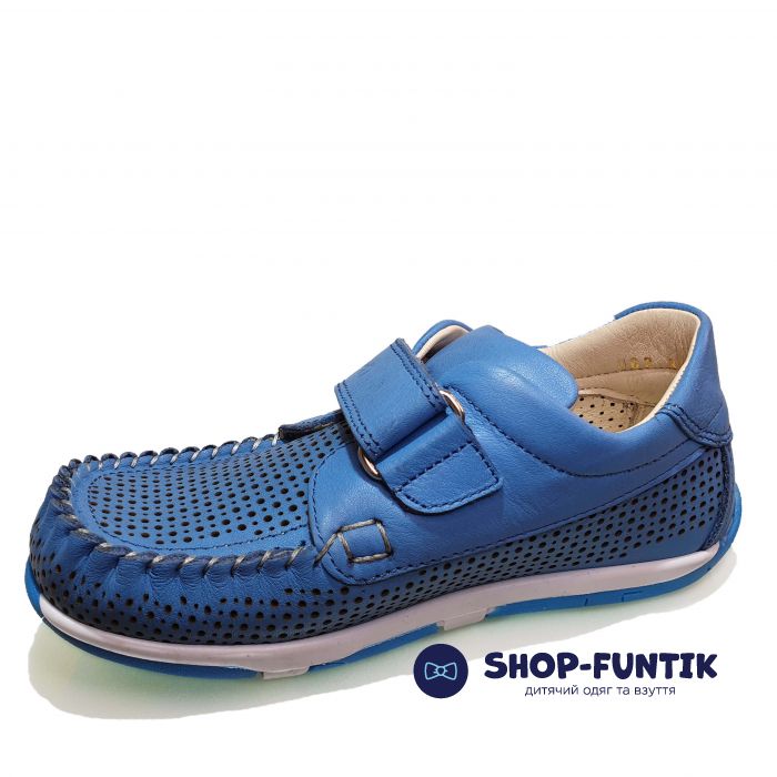 Мокасины Minimen голубые с перфорацией 04-062-13