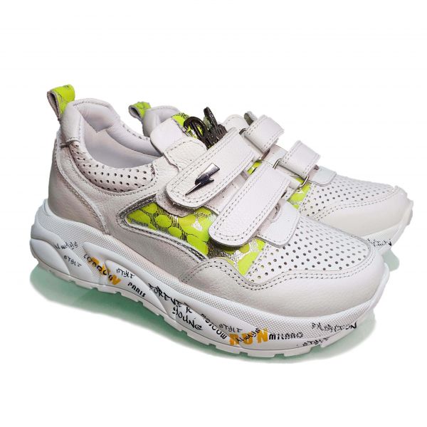 Кроссовки Panda белые на липучках с перфорацией 108