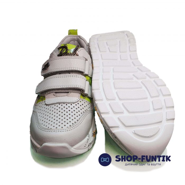 Кроссовки Panda белые на липучках с перфорацией 108