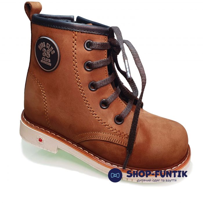 Ботинки Panda cветло-коричневый с декоративной шнуровкой YKS1122