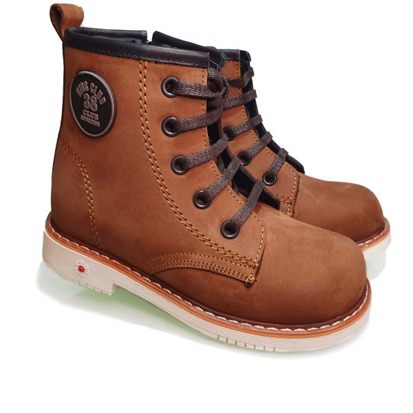 Ботинки Panda cветло-коричневый с декоративной шнуровкой YKS1122