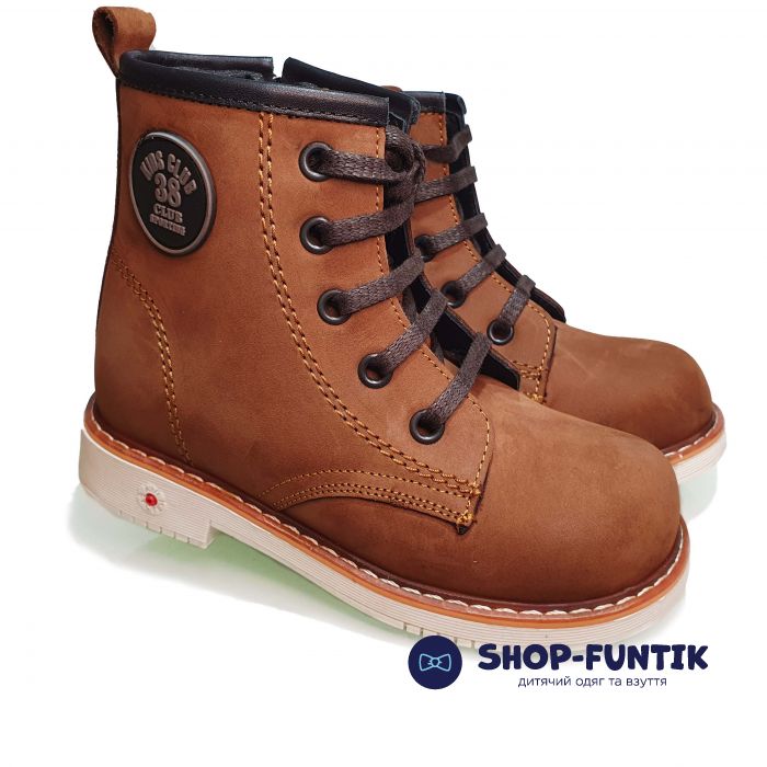 Ботинки Panda cветло-коричневый с декоративной шнуровкой YKS1122