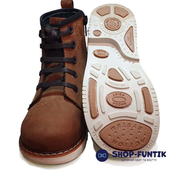 Ботинки Panda cветло-коричневый с декоративной шнуровкой YKS1122