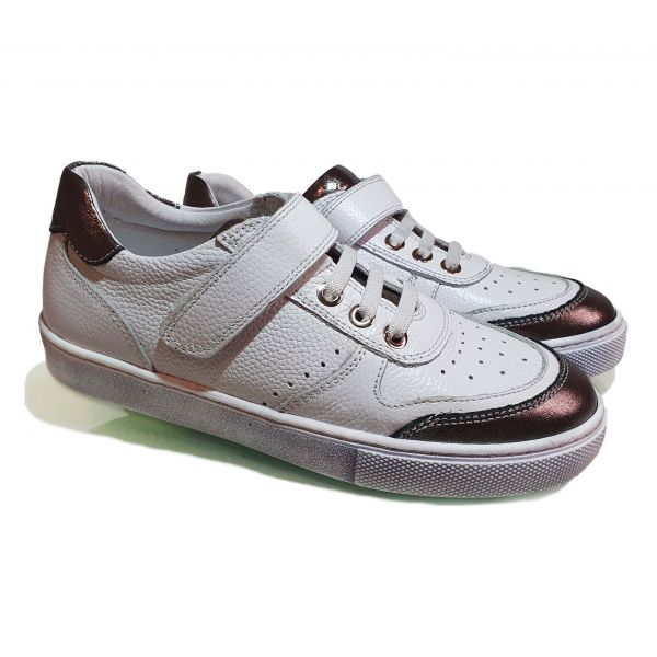 Кроссовки Tunel белые с серебристыми вставками 2073-612