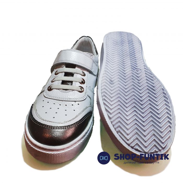 Кроссовки Tunel белые с серебристыми вставками 2073-612