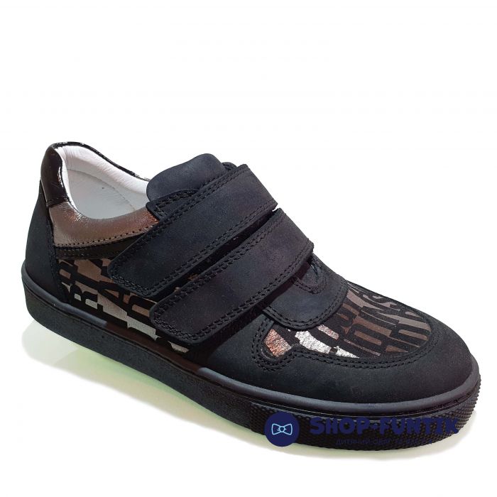 Слипоны Tunel черные с серебристым принтом 150-617