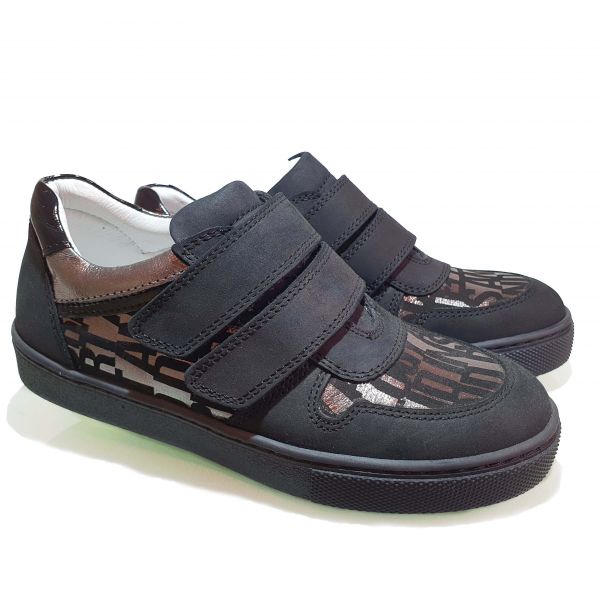 Слипоны Tunel черные с серебристым принтом 150-617