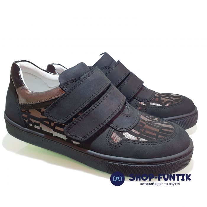 Слипоны Tunel черные с серебристым принтом 150-617