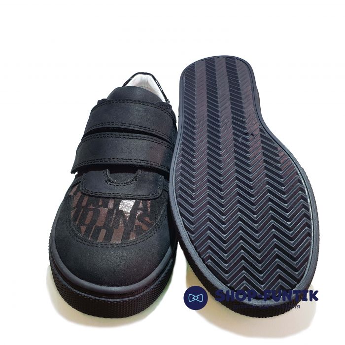 Слипоны Tunel черные с серебристым принтом 150-617