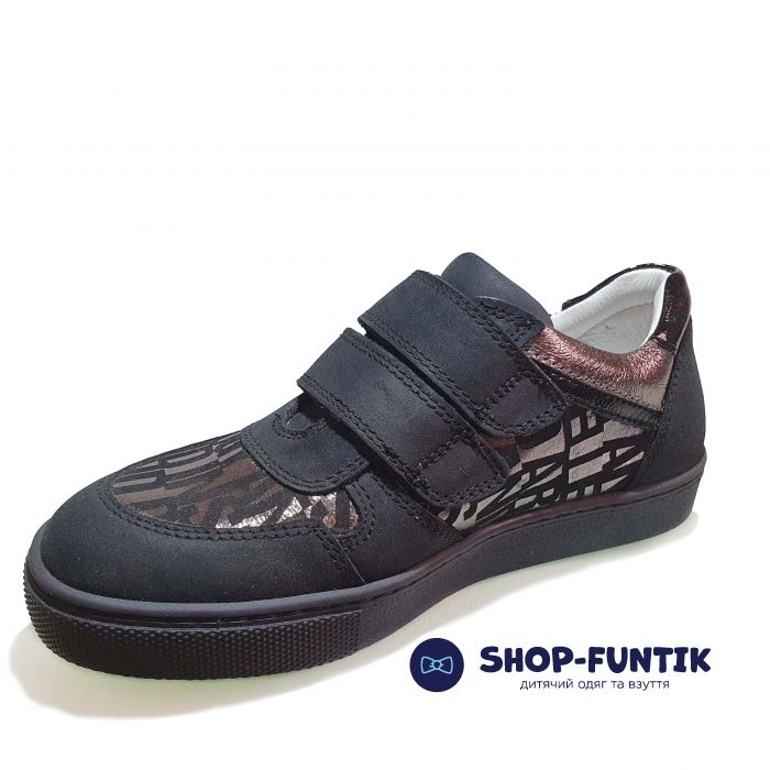 Слипоны Tunel черные с серебристым принтом 150-617