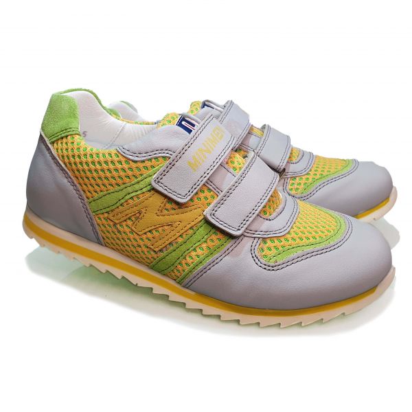 Кроссовки Minimen серые с желто-салатовыми вставками 740-14