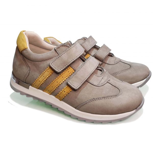 Кроссовки Dr. Mymi хаки с желтыми полосками 5КР