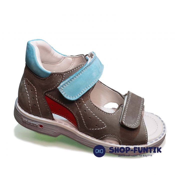 Сандалии Tunel cерые с красными и голубыми вставками 1853
