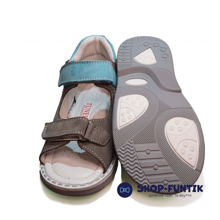 Сандалии Tunel cерые с красными и голубыми вставками 1853