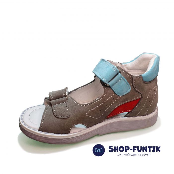 Сандалии Tunel cерые с красными и голубыми вставками 1853