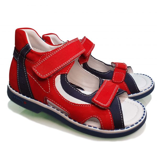 Сандалии Tunel красные с синими вставками 1253-1-