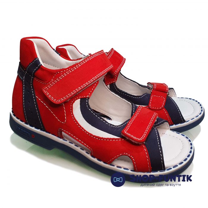 Сандалии Tunel красные с синими вставками 1253-1-
