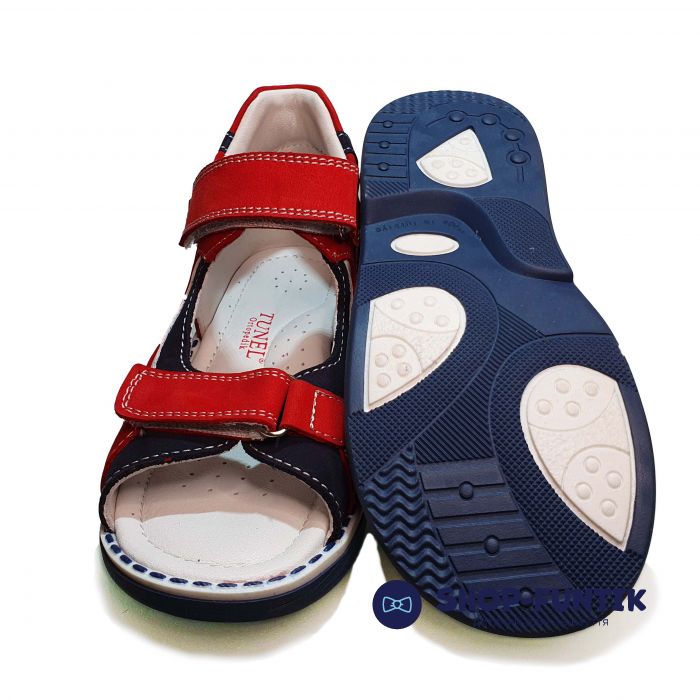 Сандалии Tunel красные с синими вставками 1253-1-