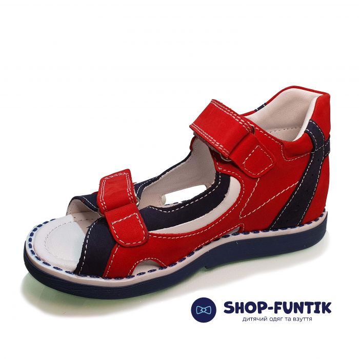 Сандалии Tunel красные с синими вставками 1253-1-