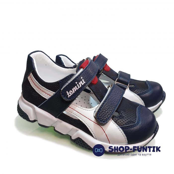 Кроссовки Tomini синие с белыми вставками открытые 3007,144