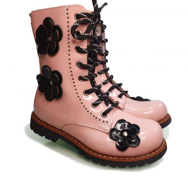 Ботинки Panda пудровые с цветочком 001