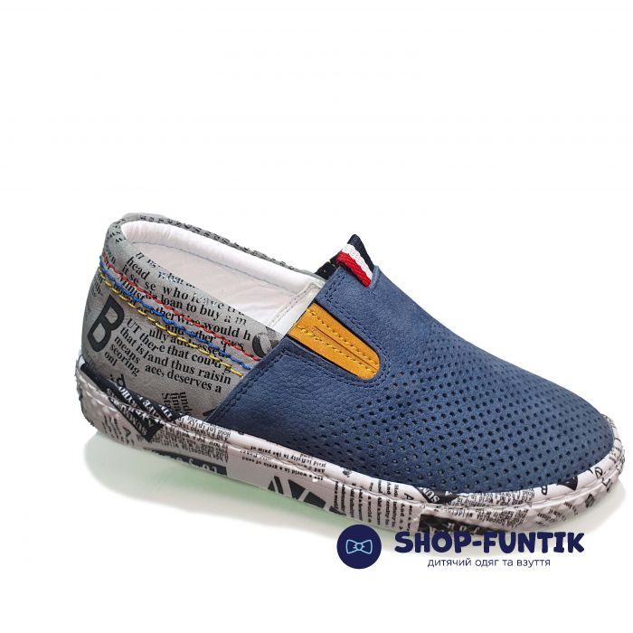 Слипоны Tomini cиние со сквозной перфорацией  2028