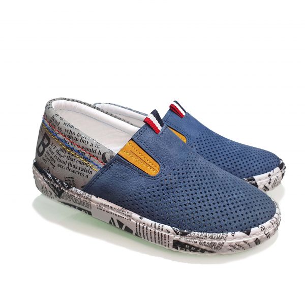 Слипоны Tomini cиние со сквозной перфорацией  2028