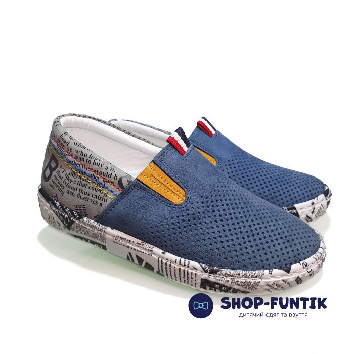 Слипоны Tomini cиние со сквозной перфорацией  2028