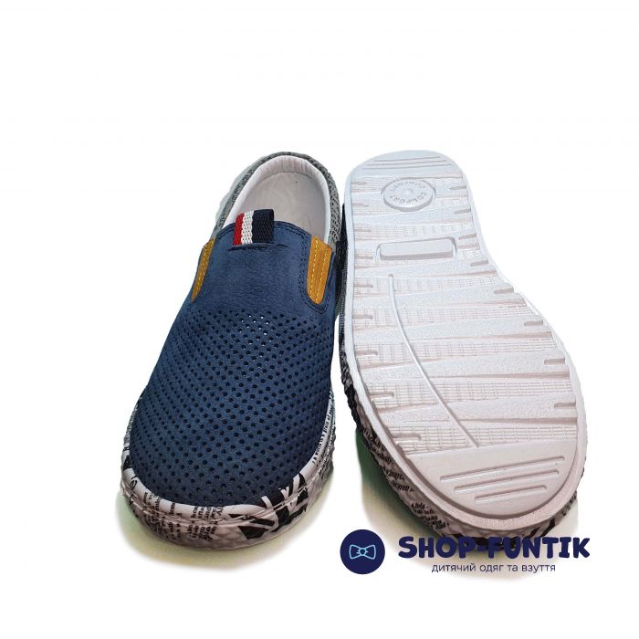 Слипоны Tomini cиние со сквозной перфорацией  2028