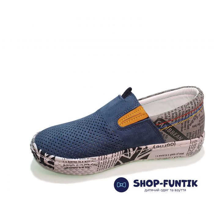 Слипоны Tomini cиние со сквозной перфорацией  2028