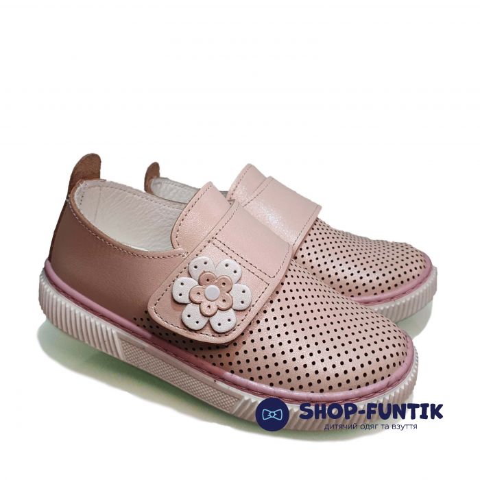 Слипоны Panda пудровые   на широкой липучке 90.15 В