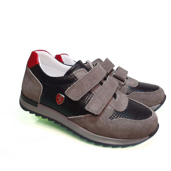 Кроссовки Polipeys черные с серыми вставками 28012