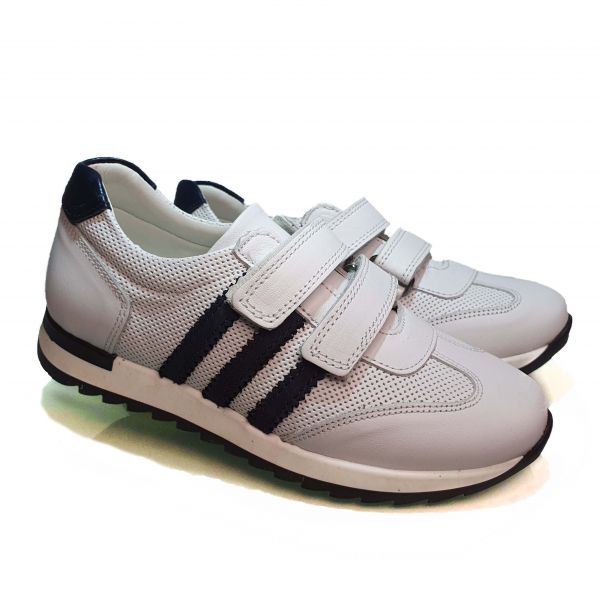 Кроссовки Polipeys белые с черными полосками 2801203