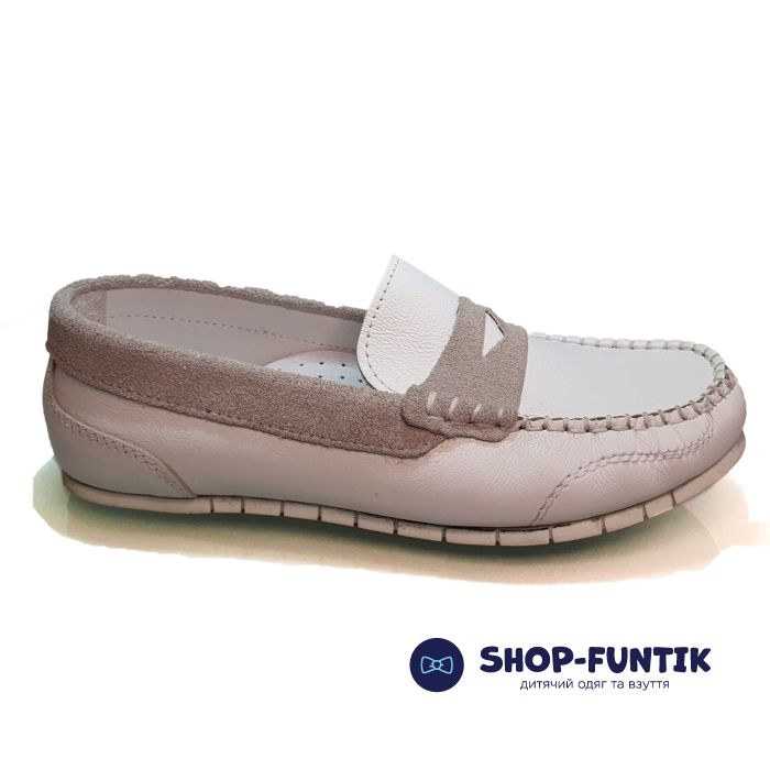 Мокасины Minimen белые с светло-серыми вставками 902