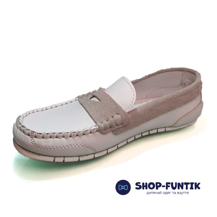 Мокасины Minimen белые с светло-серыми вставками 902