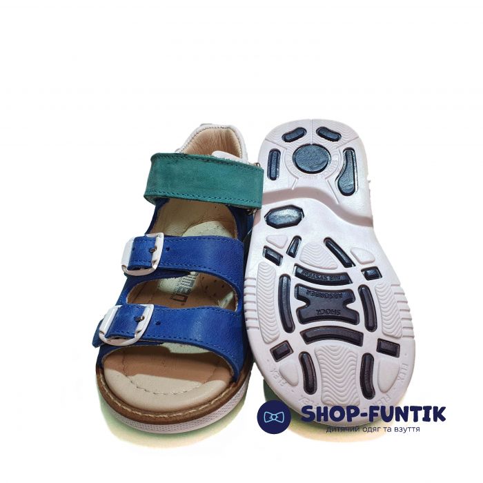 Сандалии Minimen cиние с белыми и салатовыми вставками ВВ02