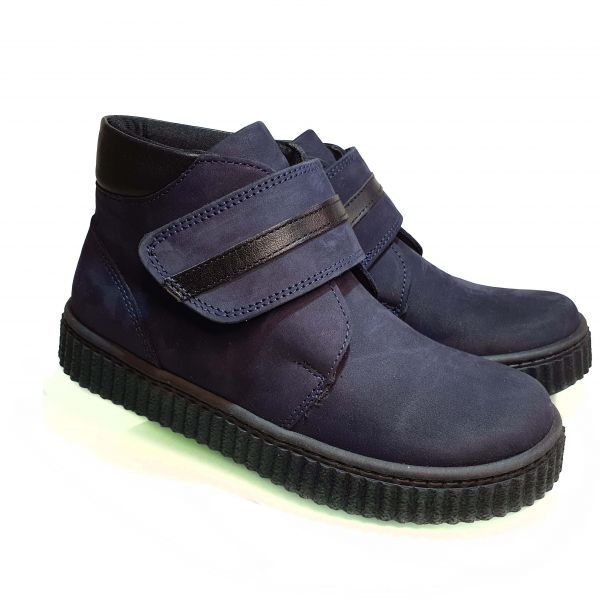 Ботинки Panda темно-синие на широкой липучке 012