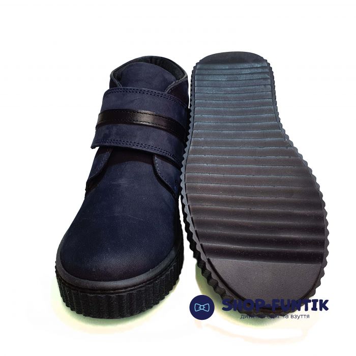 Ботинки Panda темно-синие на широкой липучке 012