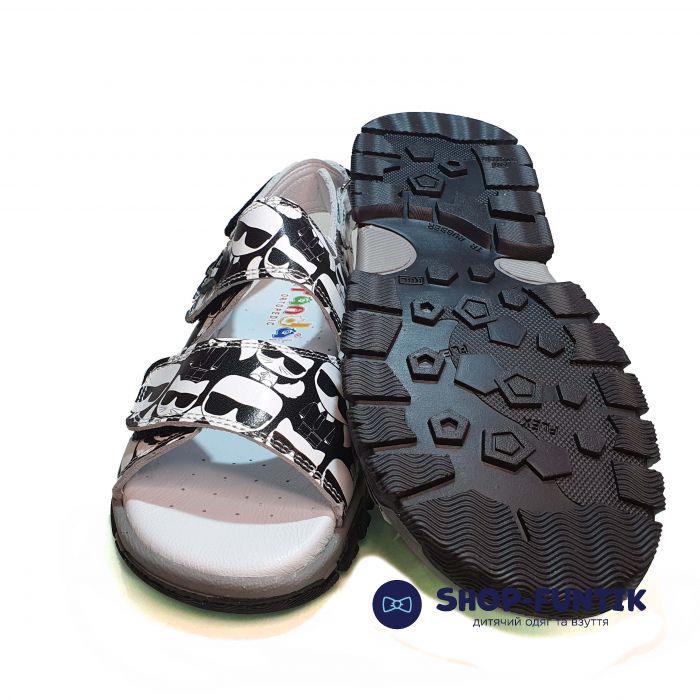 Сандалии  Panda черно-белые открытые  011