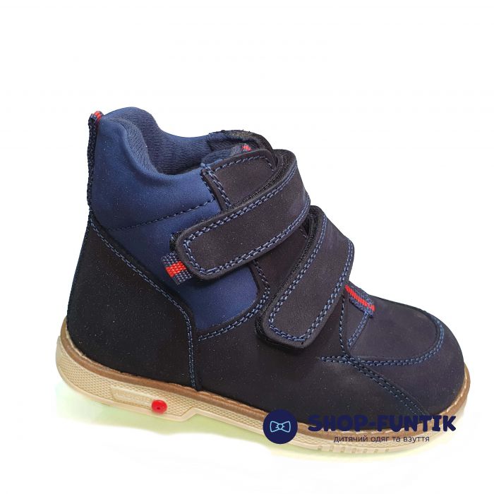 Ботинки Polipey темно-cиние на двух липучках 112