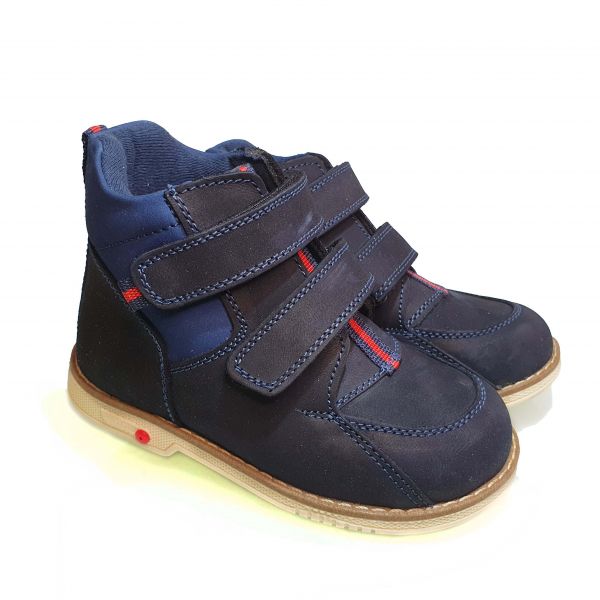 Ботинки Polipey темно-cиние на двух липучках 112