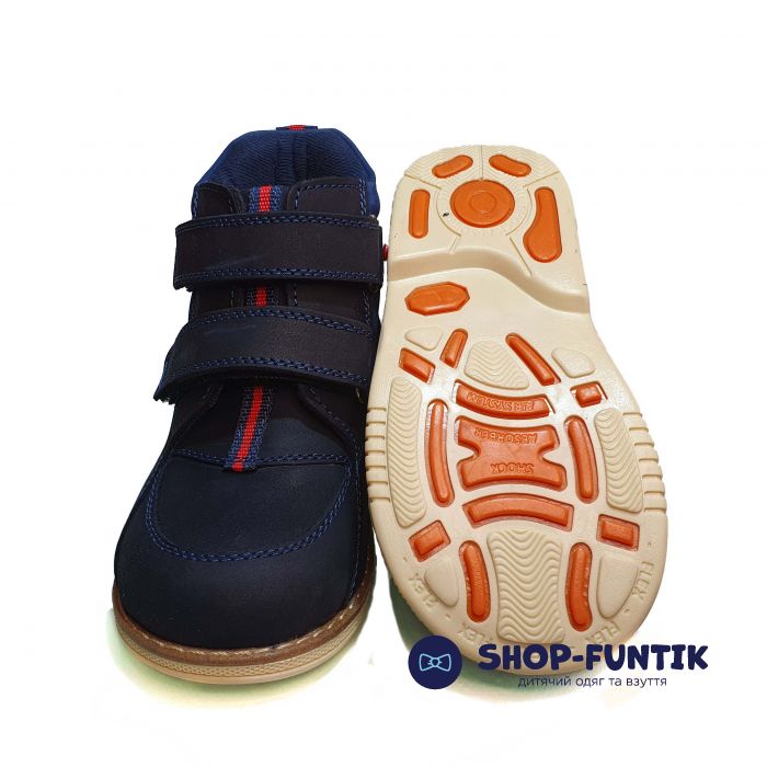 Ботинки Polipey темно-cиние на двух липучках 112