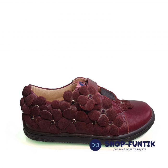 Кроссовки Minimen бордовые с цветочками 4356