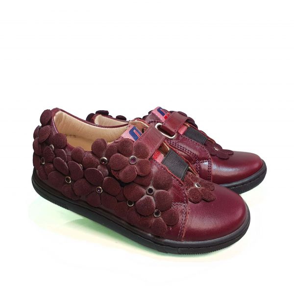 Кроссовки Minimen бордовые с цветочками 4356