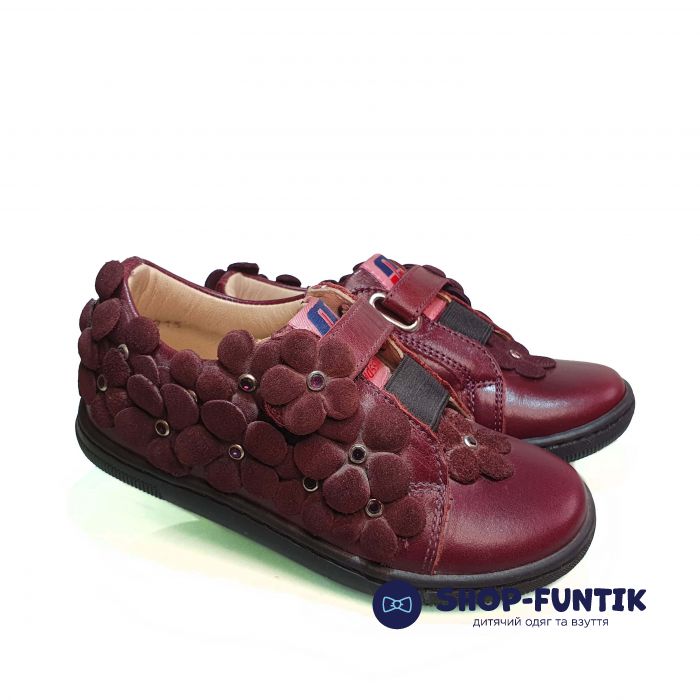 Кроссовки Minimen бордовые с цветочками 4356