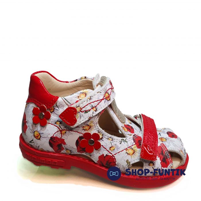 Сандалии Minimen белые с цветочным принтом 1176-12