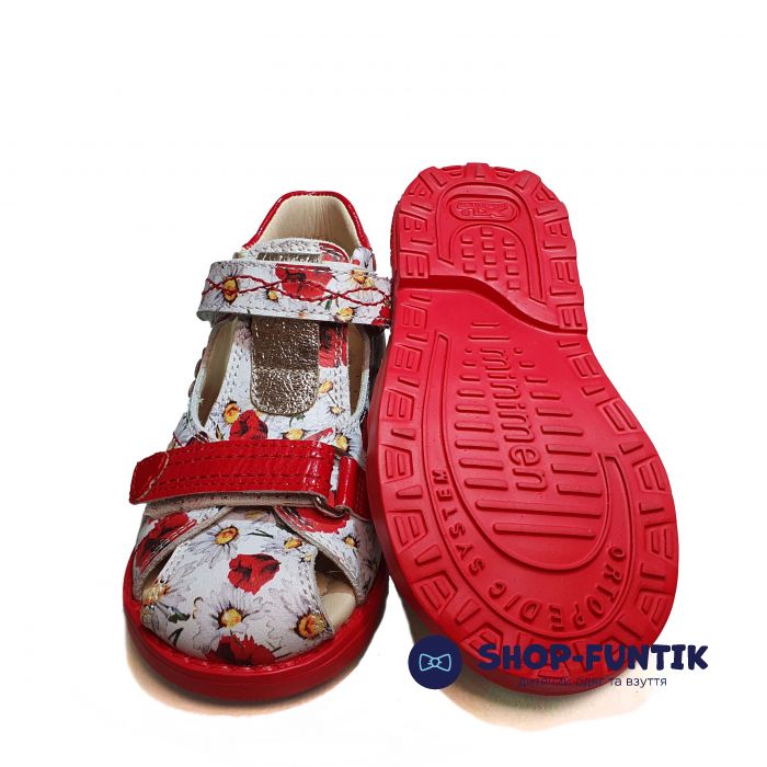 Сандалии Minimen белые с цветочным принтом 1176-12