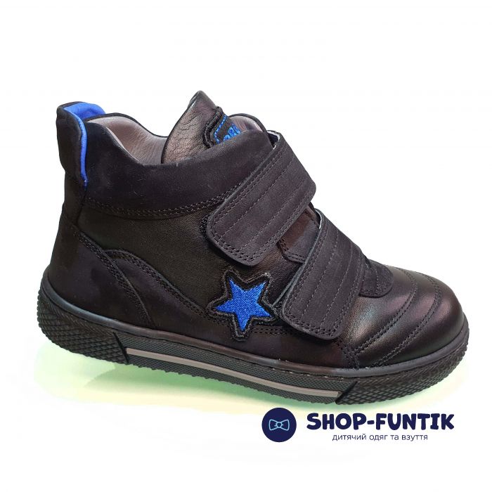 Ботинки Tiflani черные с синей звездочкой  B-7127S