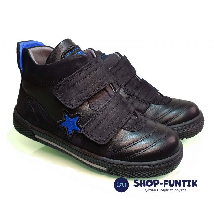 Ботинки Tiflani черные с синей звездочкой  B-7127S